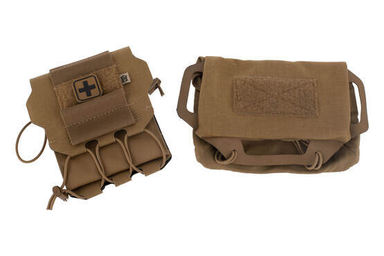 High Speed Gear ReFlex IFAK system in Coyote Brown, shown as component pieces.